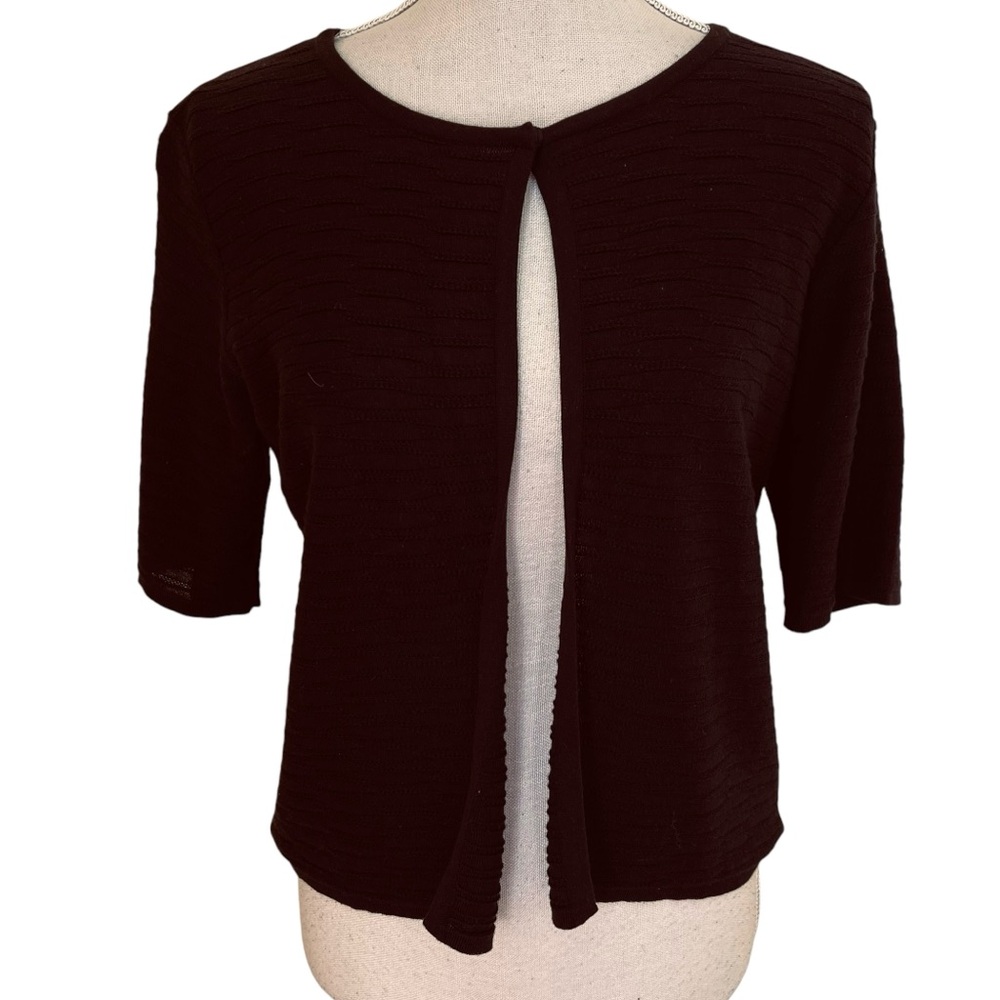 Armani Collezioni Black Textured Short Sleeve Cardigan 8